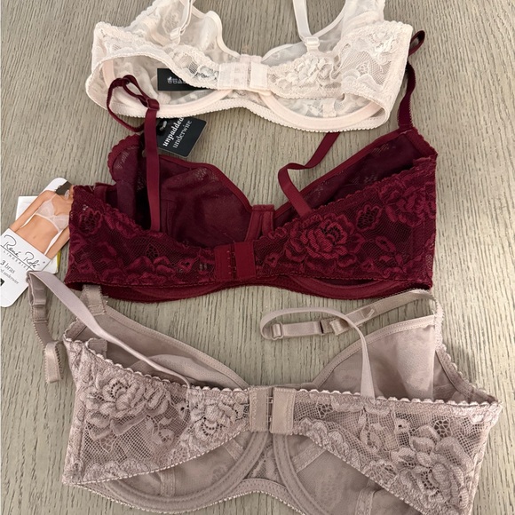 Rene Rofe Lace Bra Trio - Cream, Burgundy, Taupe - Picture 4 of 5
